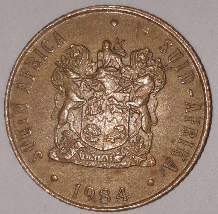 1984 - 2 CENT COIN (TWO CENT COIN) - RSA - BRONZE - KM#83 - BILINGUAL LEGEND - WILDEBEEST